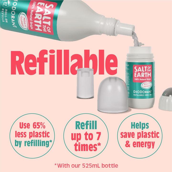 Salt of the Earth Melon & Cucumber Natural Refillable Roll-On - The Beautiful Online Store